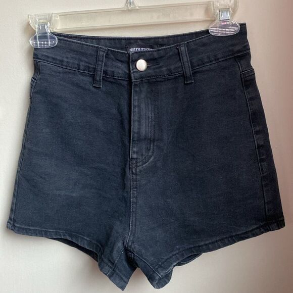 ❄️SALE❄️Petite High Waist Black Denim Disco Shorts - Picture 4 of 8